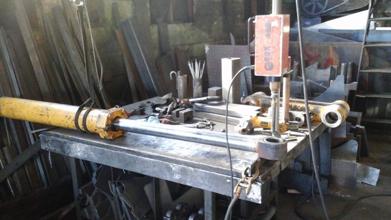 Industrial workshop with machinery and materials